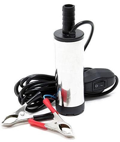 Wiltec Mini Pumpe 12 l/min 8700 U/min 12 V, 16 mm Auslass, Tauchpumpe für Wasser und Dieselöl, zum Ablassen von Flüssigkeit, Entwässerung, Umpumpen