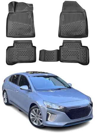 OMAC Gummimatten Fußmatten kompatibel mit Hyundai Ioniq 2017-2022 TPE Automatten Schwarz 4X
