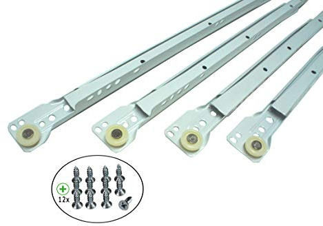 BRESKO 1 Paar (2 Stk.) 21 mm Schubladenschienen 25-60 cm Teilauszug Rollenführung Schubladenauszüge mit Rollen weiß (40 cm)
