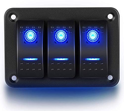 KAOLALI 3 Gang Boot Kippschalter EIN-AUS IP65 wasserdicht 12V 24V LED-Wippschalter für Boot RV Pkw LKW Anhänger Yacht