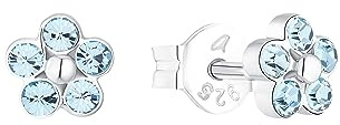 AMOR - Mädchen Ohrringe 925 Silber - mit Kristallglas - Blumen Ohrstecker - AMR-E0071