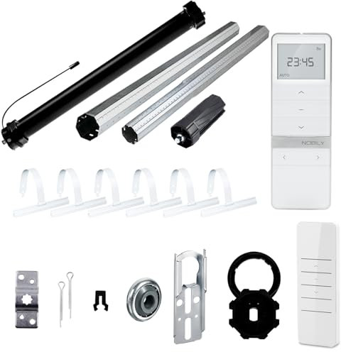 NOBILY Rolladen-Komplett-Set f. 60mm Achtkantwelle Funk elektronischer Maxi-Rolladenmotor 20Nm + Rolladen Handsender + Mechanik-Set, bis zu einer Gesamtlänge von 2 Meter