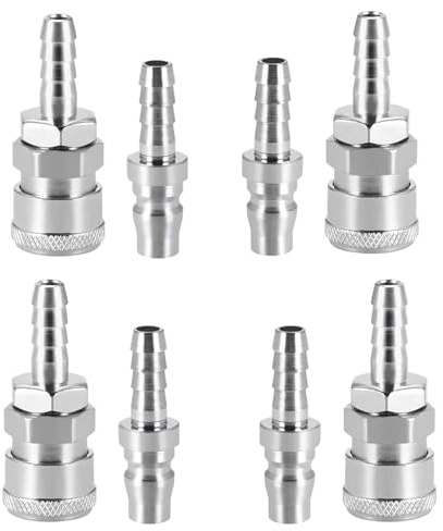 8 PCS Druckluft Kupplungen, Schlauch Kompressor Fitting Schnellanschluss Verbindungsstück, SH20 + PH20 Luftschlauch Schnellverbinder für 9 mm Schlauch-Anschluss（4 Paar）