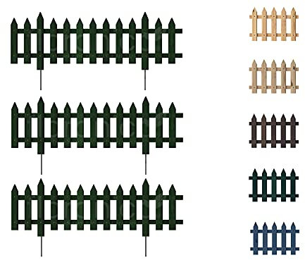 Floranica 3 pz Recinzione da giardino Recinzione a incastro Recinzione a doghe 100 cm lunghezza con pali in metallo per aiuole/orti Altezza 40 cm Verde