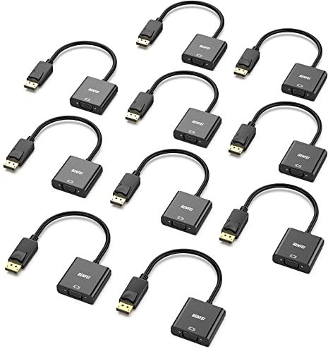 BENFEI DisplayPort a VGA 10 Confezioni, adattatore da DP a VGA placcato in oro (maschio a femmina) compatibile per Lenovo, Dell, HP, ASUS
