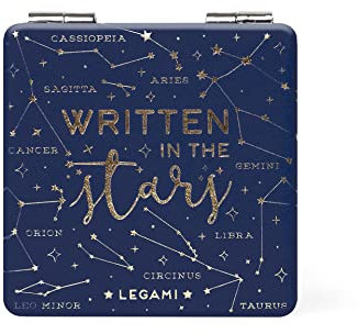 Legami - Specchietto da Borsetta, con Specchio Ingranditore, senza Distorsioni, Ideale per la Borsetta e per il Viaggio, 6x6 cm, Tema Stars