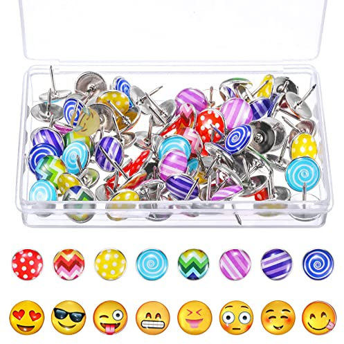 TTYSHIP® 160 Stück Reißzwecken, Reißzwecken Bunt aus Metall mit Aufbewahrungsbox, Heftzwecken Dekorative Reißzwecke für DIY Foto/Schule/Büro (2 Stile, Zufälliges Muster)