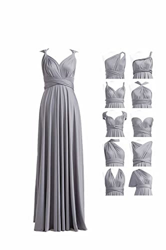 Vestido largo fruncido para dama de honor, multidirección, convertible, vestido de fiesta de boda para mujer, gris, 52