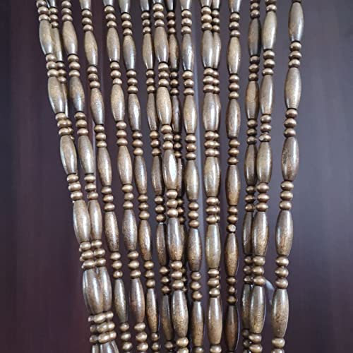 Perlenvorhang Türvorhang Holzperlen Vorhänge,Hängender Raumteilervorhang,Holzperlen Vorhänge Schrank Bildschirm Panel,Für Terrassentür Innendekoration,Größenanpassung (46 strands (90x120cm))