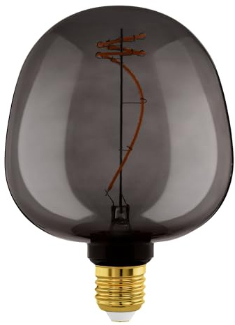 EGLO XXL E27 Lampe dimmbar, Spiral LED Retro Glühbirne Big Size, extra-großes Vintage Deko Leuchtmittel in Schwarz, 4 Watt, 40 Lumen, warmweiß, 2000 K, L 18 cm