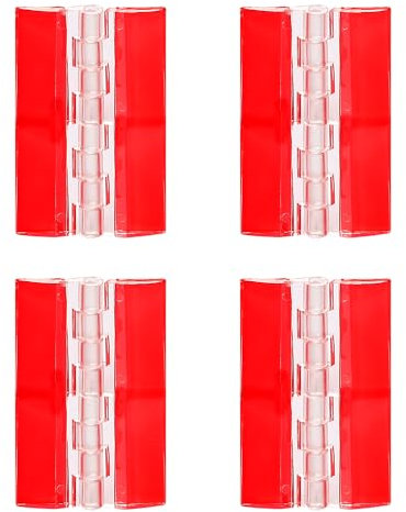 4 Pcs Clear Plastic Hinges Adhesive Acrylic Hinge Transparent Continuous Piano Hinges Self-Adhesive Folding Hinge Tools for Cabinet Drawer Furniture DIY Display Stand 75x45 mm
