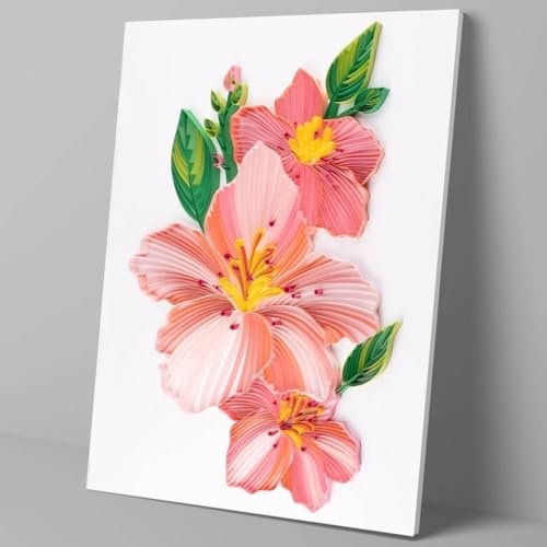 Quilling Set Streifen Rosa Azalie 40x50 cm - Bildset Quilling, DIY Kinder und Erwachsene, Bilder aus farbigen Papierstreifen, einfach zu gestalten