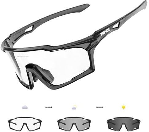KAPVOE selbsttönende fahrradbrille, UV400-Schutz TR90-Rahmen, transparent Sport-Sonnenbrille für Damen und Herren zum Radfahren, Laufen, Baseball, mtb, Mountainbike und andere Outdoor-Sportarten 05