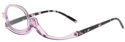 Schminkbrille mit klappbaren Glaesern Make UP Brille Drehbare Einzellinsen Schminkbrille +2.50 Violett