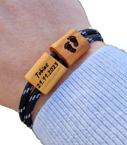 Gravur Holz Armband, Familie, Surfer Armband, personalisiertes Armband, Holz, Armband graviert, Muttertag, Geburt, Geburtstag