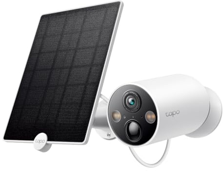 tapo C425 con panel solar - Cámara Wi-Fi 2K QHD 100% inalámbrica | Control de app y detección de IA | IP66 | Batería de 10000 mAh | Compatible con Alexa y Google | Tapo A200 paneles solares.