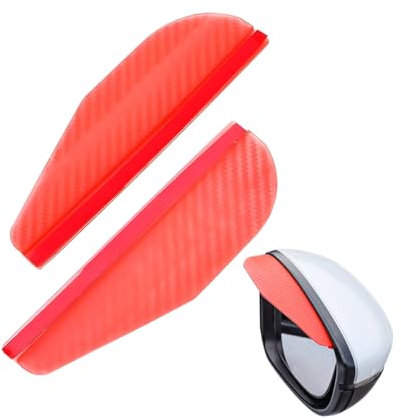 JNNJ 2 Pièces Rétroviseur Pluie Sourcils, Protecteur De Pluie Pour Rétroviseur En Fibre De Carbone, Anti-Pluie Cache Pour Rétroviseur Arrière De Voiture, Accessoires Rétroviseurs Voitures(Rouge)