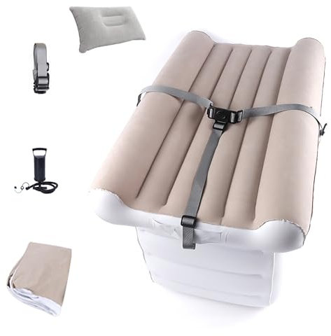 ZDMZR Aufblasbares Baby Reisebett, Baby Auto Matratze, Kinder Flugzeugbett, Säuglings-Flugzeugbett, Passend for Die Meisten Flugzeug-Economy-Sitze f Bequemes Reisen mit Kleinkindern (Color : Beige,