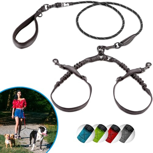 SparklyPets - Laisse pour 1 Chien Élastique Multifonction - Laisse Mains Libres Bandoulière avec Extension Amovible - Accessoire Chien Moyenne et Grande Taille - Idéal Promenade, Balade, Jogging