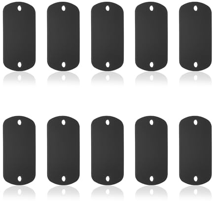 PATIKIL 10 Piezas de Placas de Aluminio en Blanco para Estampado de Metales, Placas Rectangulares de Aluminio para Estampado DIY 5x3cm Placas de Grabado de Metales con 2 Agujeros, Negro