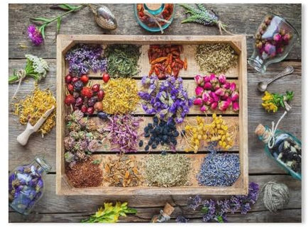 Kinder Karton Puzzle 1000 Teile，Holzkiste mit Heilkräutern der Kräutermedizin，Modern Zuhause Dekoration Einzigartiges Geschenk（50x70cm-245