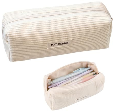 NATOSU Federmäppchen Mädchen Teenager Federmappe Cordstoff Federmäppchen Federmappe Schulmäppchen Beige Mäppchen Aesthetic