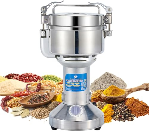 MAGIC MASTER 400g Grain Mill Grinder Electric,High Speed 1650W Commercial Safety Stainless Steel Dry Spice Grinder Machine For Flour Wheat Nut Corn Rice Pepper Herbs Coffee Beans,Upright,110V