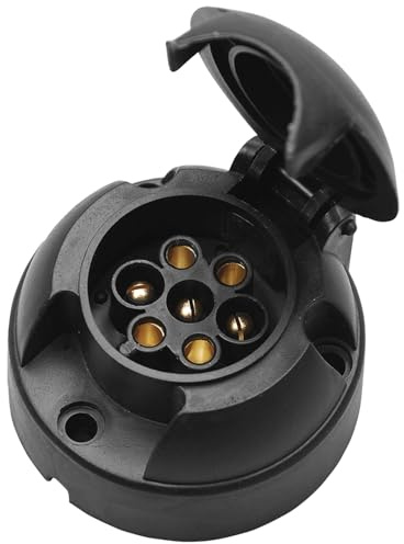 CXTM Prise de remorque à 7 broches - Avec accessoires de montage - 12 V - Étanche - 7 broches - Conforme à la norme ISO 1724 - Pour remorque, caravane RV, adaptateur AHK (prise)