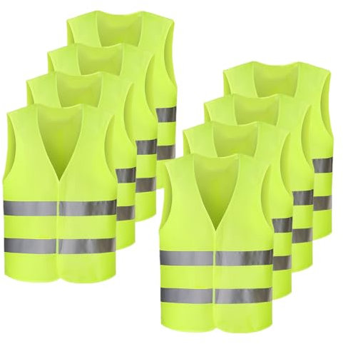 GOIEHIR 8 Piezas Chaleco de Seguridad, 360° Chaleco Reflectante, para Ciclistas, Conductores, Policías, Trabajadores, Tamaño Universal