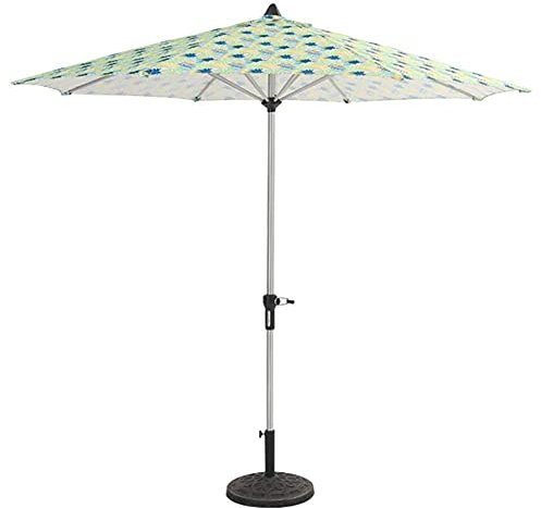 OWOHYG Ombrellone da Spiaggia, ombrellone da Giardino da 2,7 m, Copertura per ombrellone a manovella per Esterni/Spiaggia/Piscina/Patio, Motivo a Trama di Foglie, Senza Base