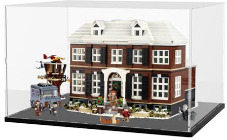 Choowin Large Acrylic Display Case for Lego Home Alone House 21330 21338 75574 for Lego Display Thickened Clear Acrylic Display Cases for Collectibles Assemble Dustproof Display Box(Black Base)