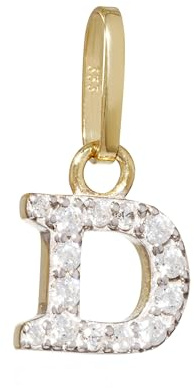 NKlaus Kettenanhänger Buchstabe D 333 Gelbgold 8 Karat bicolor Amulett rhodiniert mit Zirkonia 16185