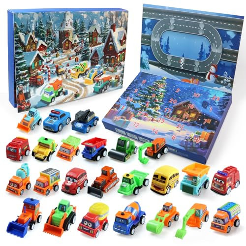 Calendario de Adviento Auto,2025 Calendario Adviento Niños con 24 Juguetes para Autos,para Niños Niñas 3 4 5 6 7 8 9 10 11 12Años,Ideal para Regalo Sorpresa de Navidad