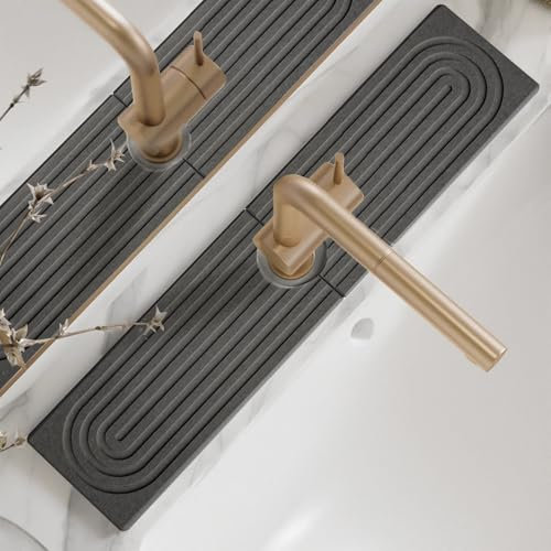 Tapis d'évier en pierre de diatomite, plateau d'évier en pierre à séchage rapide autour du robinet, empêche l'accumulation d'humidité, protection anti-éclaboussures pour comptoir de salle de bain