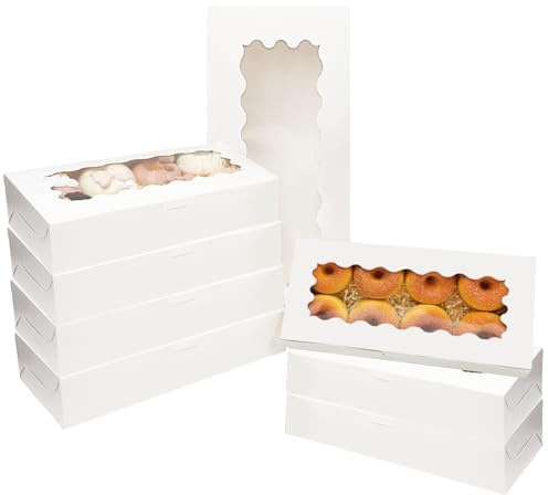 Gcardist 15 Stück Weiß Keksdose mit Fenster 30,48x13,97x6,35cm Zwei Verwendungen Gebäck Keks Bäckerei Box für Verpackung (12x5,5x2,5 Inch)