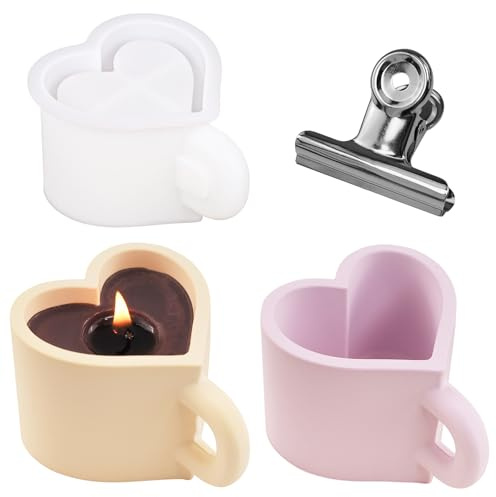 Moule en résine en forme de cœur avec poignée en forme de cœur - Moule en silicone pour bougie - Moule à bijoux - Moule de moulage en résine époxy pour bougies, savons, bonbons, décoration d'intérieur
