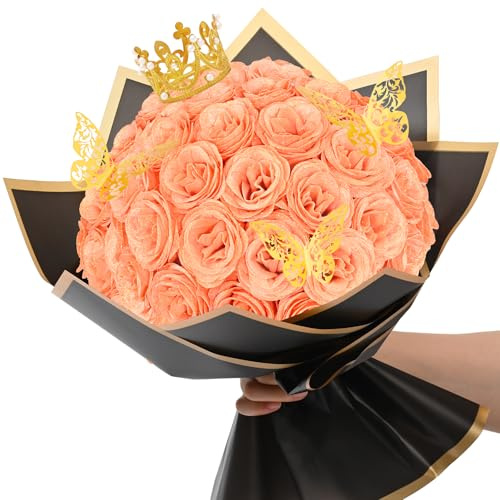 Waipfaru Glitzer-Rosenstrauß, DIY-Blumenstrauß, Geburtstagsgeschenke für Frauen, Mutter, 36 Stück, Champagnerrosen für Ehefrau, Freundin, Valentinstag, Muttertag, Jahrestag, Abschlussfeier