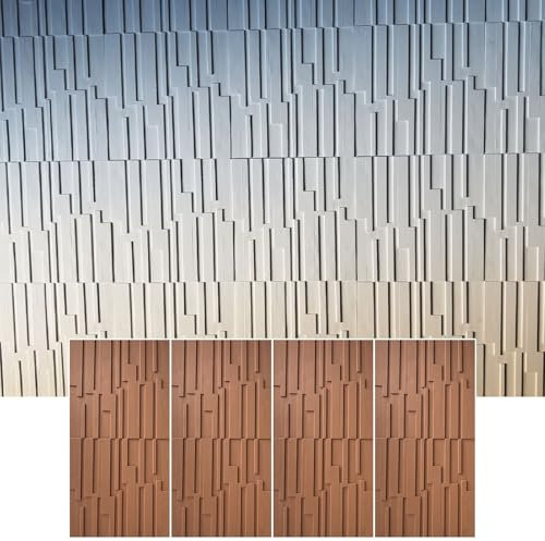 Innovz Panneau Mural Decoratif Lot de 4 Panneaux Muraux 3D en PU Effet Bois, Panneaux Décoratifs Texturés pour Décoration Intérieure et Extérieure, Lambris 3D pour Salon et Chambre à Coucher(Brown)