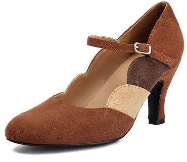 graceretro kvinnor Mary Jane stängning rund tå vintage 1950-talet klackar ankelremmar retro 1920-talet viktorianska pumpar 1930-talet skor, BRUN, 39 EU