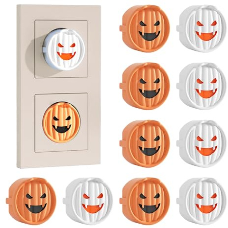 VntMQP Steckdosenabdeckung, geeignet für Küchen- und Badezimmerbereiche, mit Staub- und Spritzwasserschutz, Haken und Kabelklemme zum Schutz der Steckdose (10 Halloween)