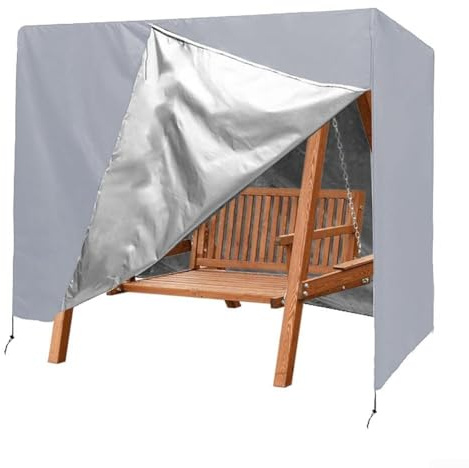 Floweringbeter Abdeckung für Hollywoodschaukel für 3-Sitzer-Terrasse, mit 210D-Oxford-Gewebe, Schutz vor Wetterschäden (grau)