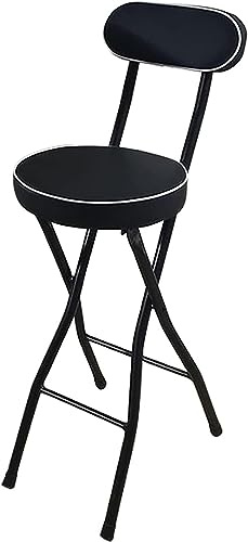 Sgabello da bar pieghevole con supporto posteriore e poggiapiedi, portatile, sedile imbottito per comfort domestico e all'aperto
