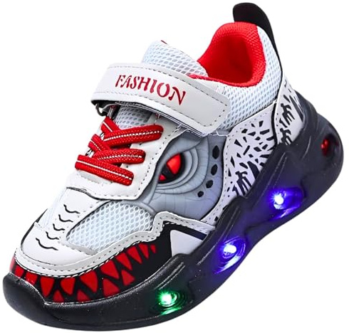 Jasmeko Zapatillas con Luces para Niños, Zapatos Deportivas Niños Deporte Tenis Luz Luminosos (B-Red,27)
