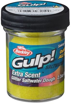 Berkley Gulp! Esca da pesca in pasta per acqua salata | Pasta per esche morbide a dispersione estrema del profumo | Esca per la pesca in mare di più specie | 65 g | Verde primavera glitter argento