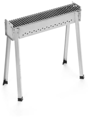 Barbecue in Acciaio Inox Professionale per Arrosticini, con Gambe Rimovibili, Griglia Lunga per Spiedini, Uso Esterno (Piccolo)
