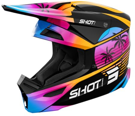 Shot Race Gear Furious Motocross Helm ECE 22.06 Zertifiziert - Cross Helm mit SRS verstärkte Schale - 16 Belüftungslöcher für EIN effektives Belüftungssystem - Abnehmbare Polsterung, waschbar