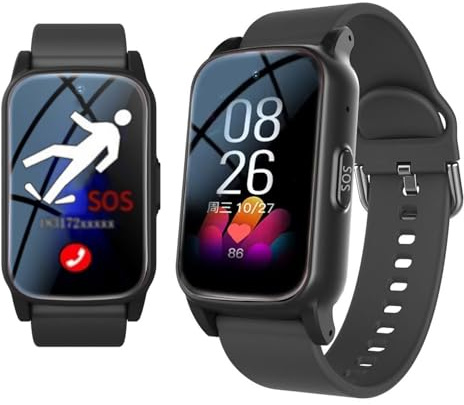Allarme Caduta per Anziani, Orologio Intelligente Con Rilevamento Cadute - Chiamata Di Emergenza S-O-S,Localizzatore Gps, Rilevamento Cadute, Videochiamata HD 4g,Impermeabile Ip67,Più Lingue Black