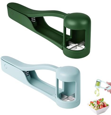 2-Piece Set in Green and Sky Blue Grape Cutter, Grape Slicer for Kitchen and Strawberry Cutter, Efficient Fruit Preparation for Busy Families