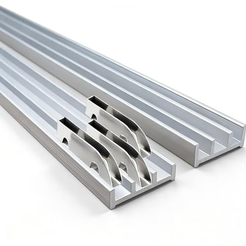Schiebetürbeschlag 3-fach Set, Dreifach-Laufschiene für Glas Holztüren 3-5mm, Aluminium Schiebetürschiene für Kleiderschrank Vitrine Küche, Heavy Duty Schiebetürsystem(130cm/51)