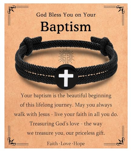 EYQV Baptism, Confirmation, Holy Communion Gifts for Boys, Cross Bracelet | Christening Gift for Boy, Cross Presents for Son Nephew Grandson